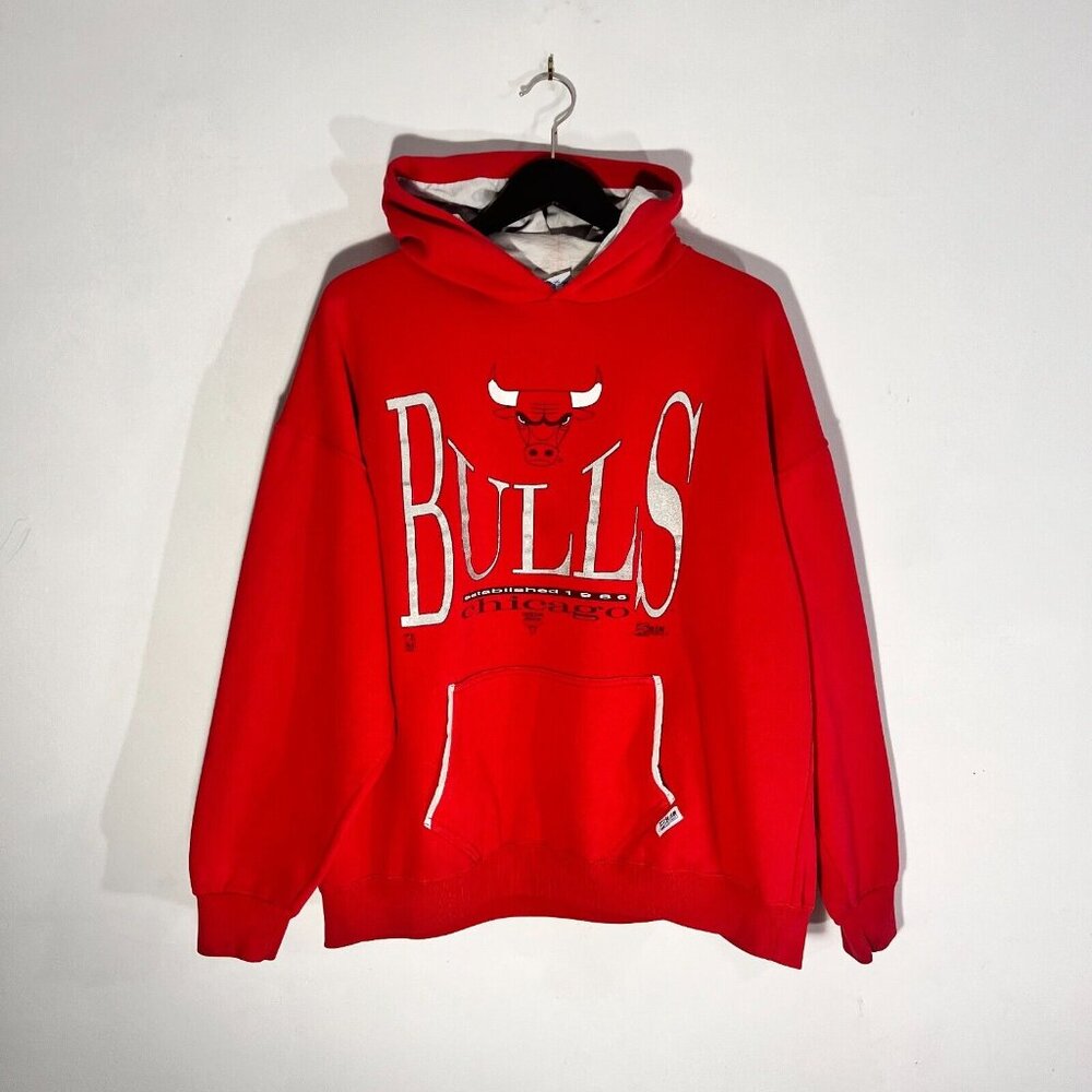Vintage 90s Salem Sportswear Chicago Bulls NBA Red Pullover Hoodie USA Made XL